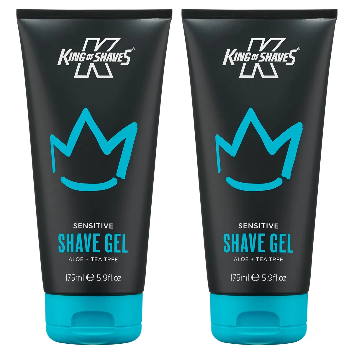 King of Shaves Sensitive Shave Gel Duo 2 x 175ml | Clear Low Foam Shaving Gel For Sensitive Skin With Aloe Vera To Reduce Razor Irritation. Vegan Formula.