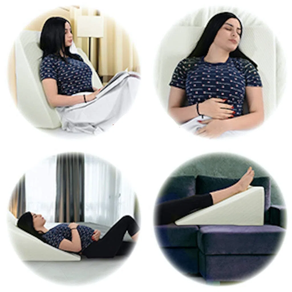 ACHETER TOUT ICI Grand oreiller orthopédique compensé pour adultes, reflux acide, oreiller de soutien incliné, réduit les ronflements, les douleurs au dos, aux jambes, aux brûlures d'estomac, soutien