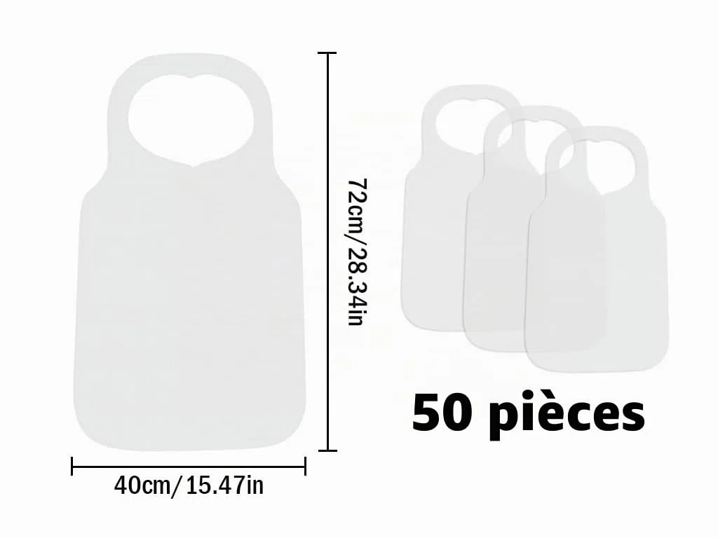 50 PCS Bavoirs Adultes Jetables, Imperméables et Pratiques - Grand Bavoir Pour Hommes et Femmes - Pour Manger, Peindre
