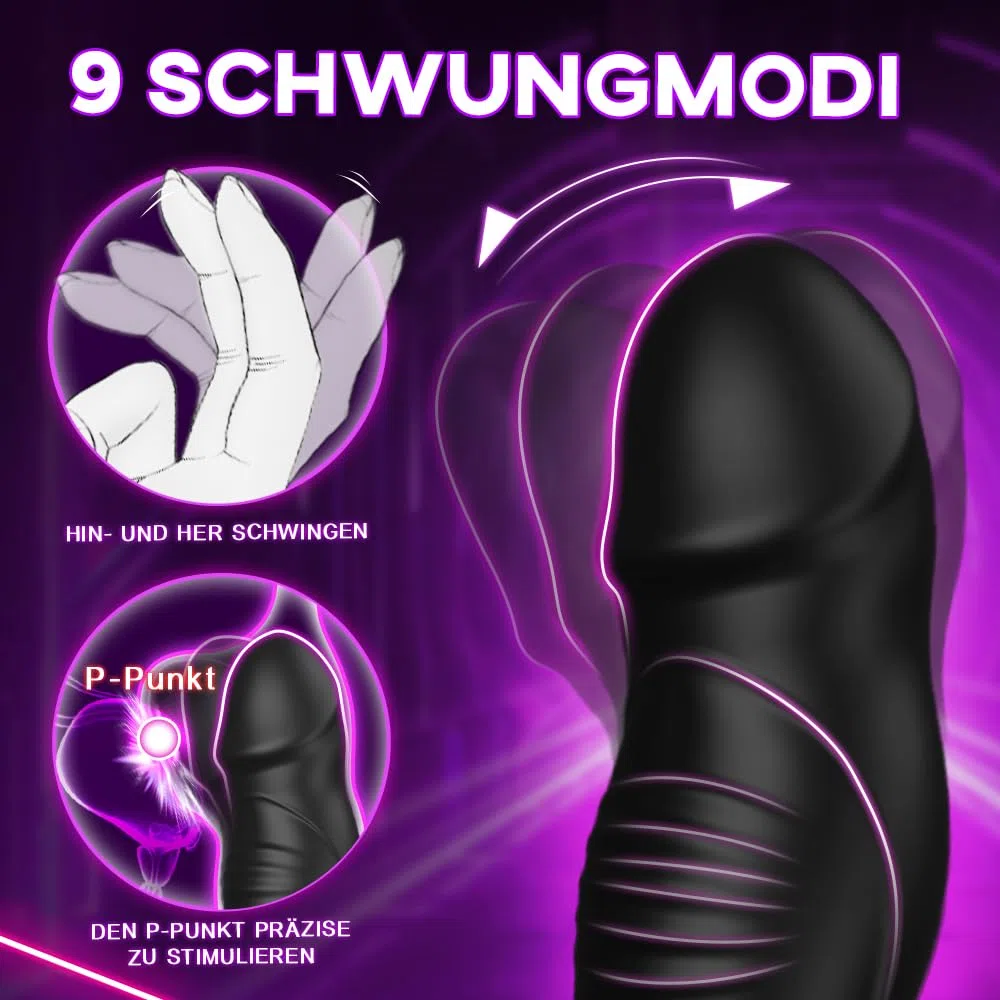 Analvibratoren für Mann Prostata Stimulation Männer mit Penisring 9 Schwungmodi & Rollkugeln-Stoßfunktion 9 Vibrationen Analplug Sex Spielzeug für die Männer Anal Vibrator Anal dildo Sex toys