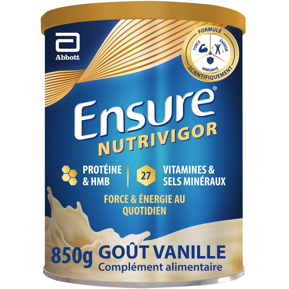 Ensure NutriVigor - Complément alimentaire avec protéines, 27 vitamines et minéraux et HMB - Pour une alimentation saine et équilibrée - Vanille- 1 x 850 g