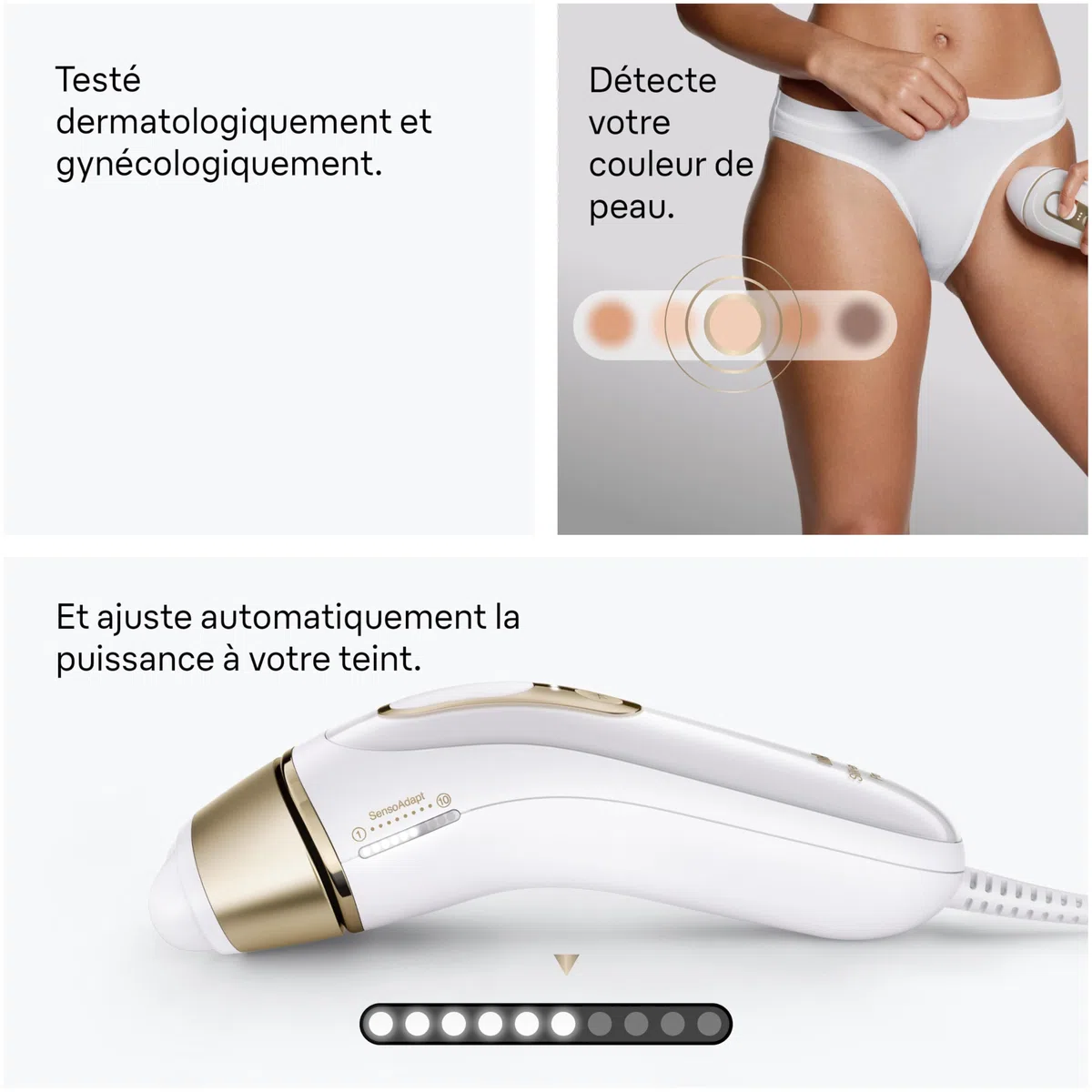 Braun Epilateur Lumiere Pulsee Silk·expert Pro 5 PL5442, Blanc et Or – Alternative au Laser à Domicile, Filaire, avec Pochette, Rasoir Gillette Venus, 4 Têtes