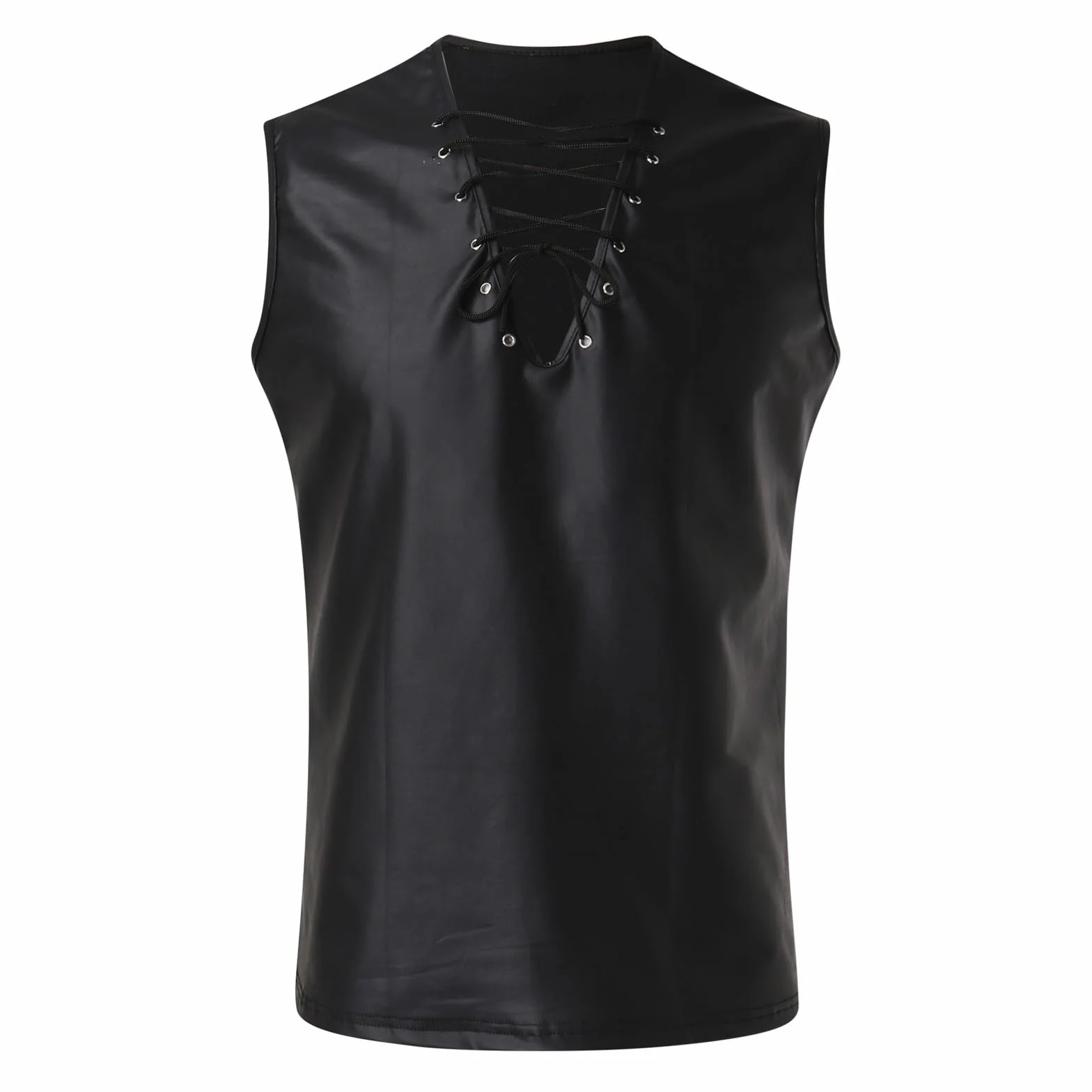 Latex Similaire Swinger-Club Kinkywear Débardeur Slim Fit Wetlook Top Maillot de corps en cuir verni Manches courtes Tenue Kinky Chemise en maille Chemise en maille Clubwear Techno Tenue pour hommes