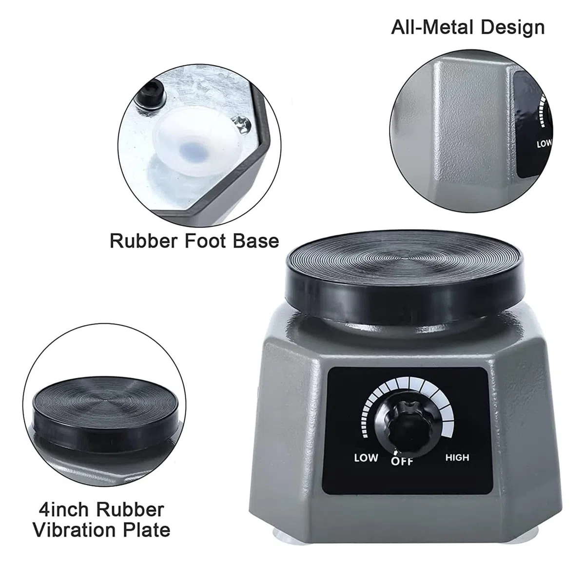 Vibrateur Dentaire 100 W - Charge Maximale : 2 kg, Vitesse Réglable En Continu, Base Antidérapante Et Table Vibrante. Oscillateur À Disque Pour Plâtre, Moules Et Résines.,White