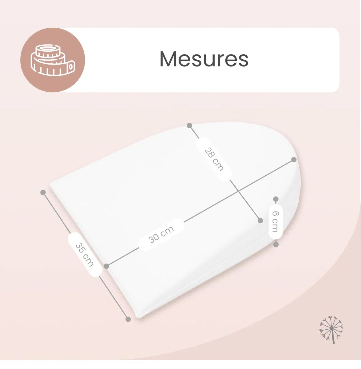 MIMUSELINA Oreiller Anti Reflux | Coussin Incliné pour Éviter Les Reflux et Les Coliques dans Le Lit ou Le Berceau | Coussin Ergonomique Imperméable | Forme Semi-Circulaire 35x28x6cm