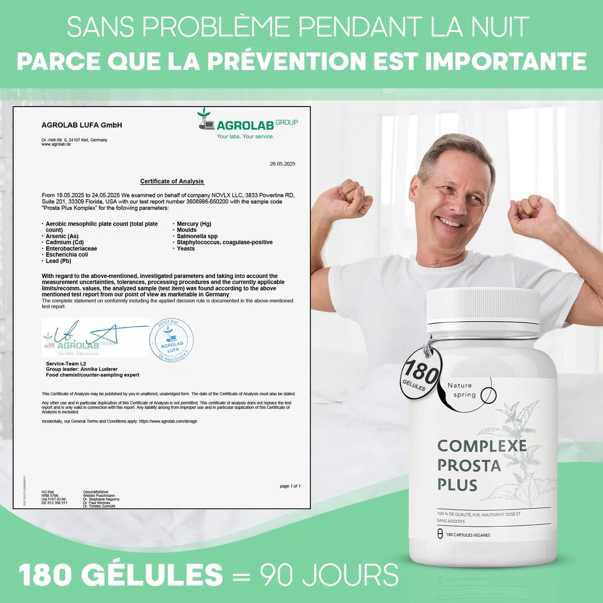 Prosta Plus Complexe – 180 gélules de prostate hautement dosées – Formule unique à base de graines de citrouille, d'extrait de palmier nain, de racine d'ortie avec zinc, vitamine E et sélénium