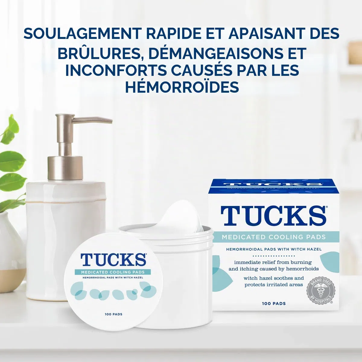 Tampons de refroidissement médicamentés, 100 tampons - plis