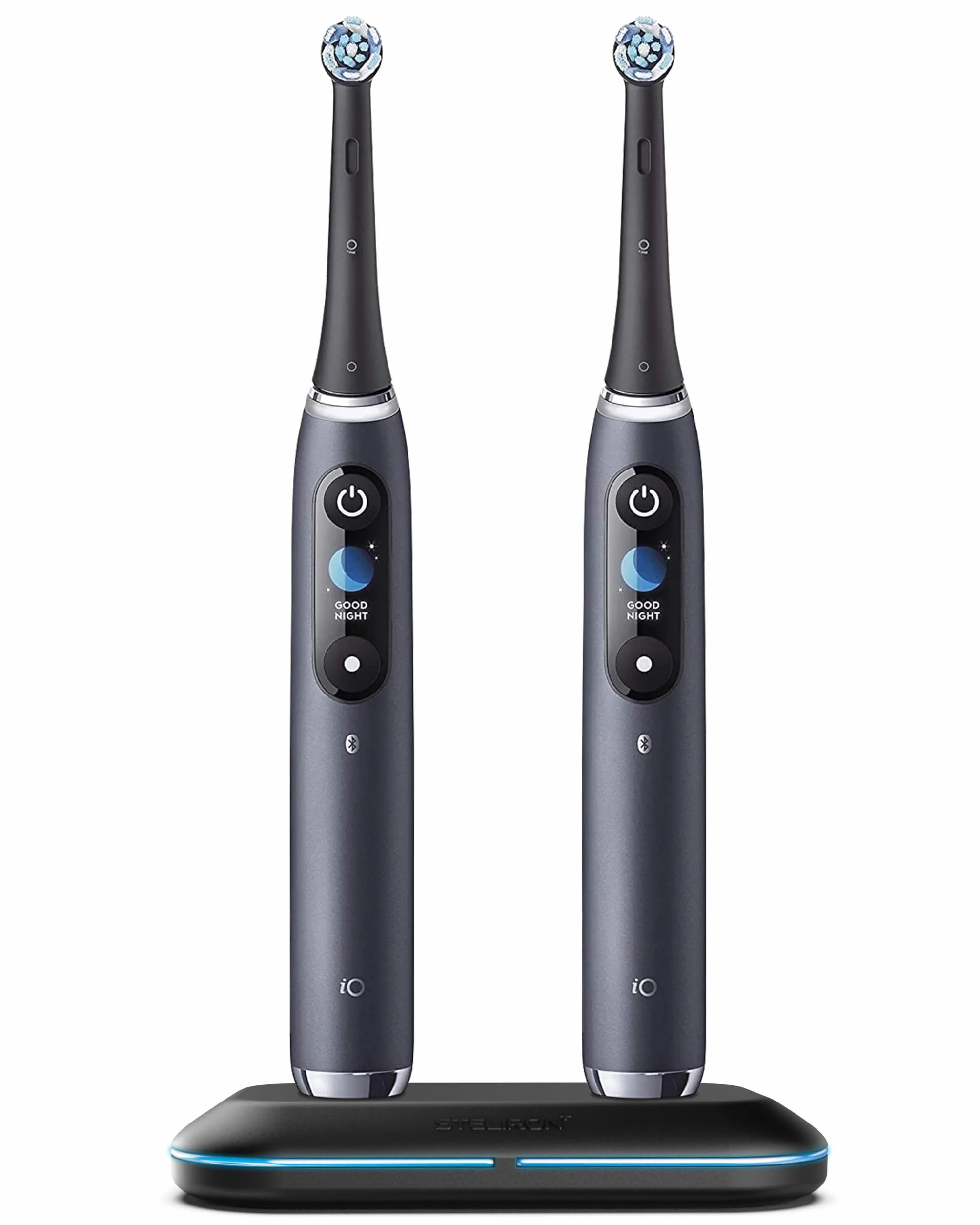 Double chargeur de brosse à dents électrique pour OralB iO Series 10/9/8/7/7G, base de charge magnétique avec indicateur LED (facile à voyager), alimentation USB, remplacement pour modèles Braun OralB