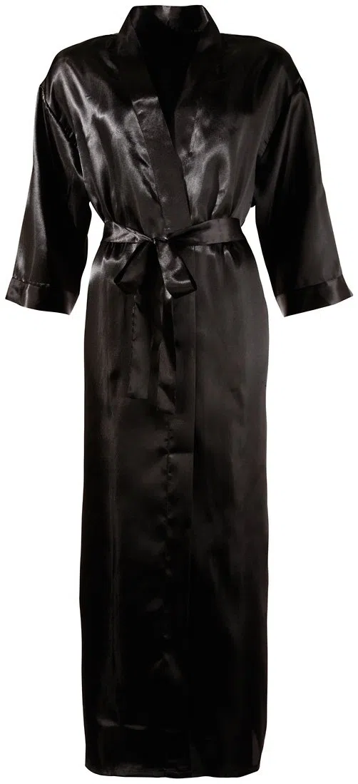 Cottelli Collection Kimono en Satin Noir Taille 2XL/3XL