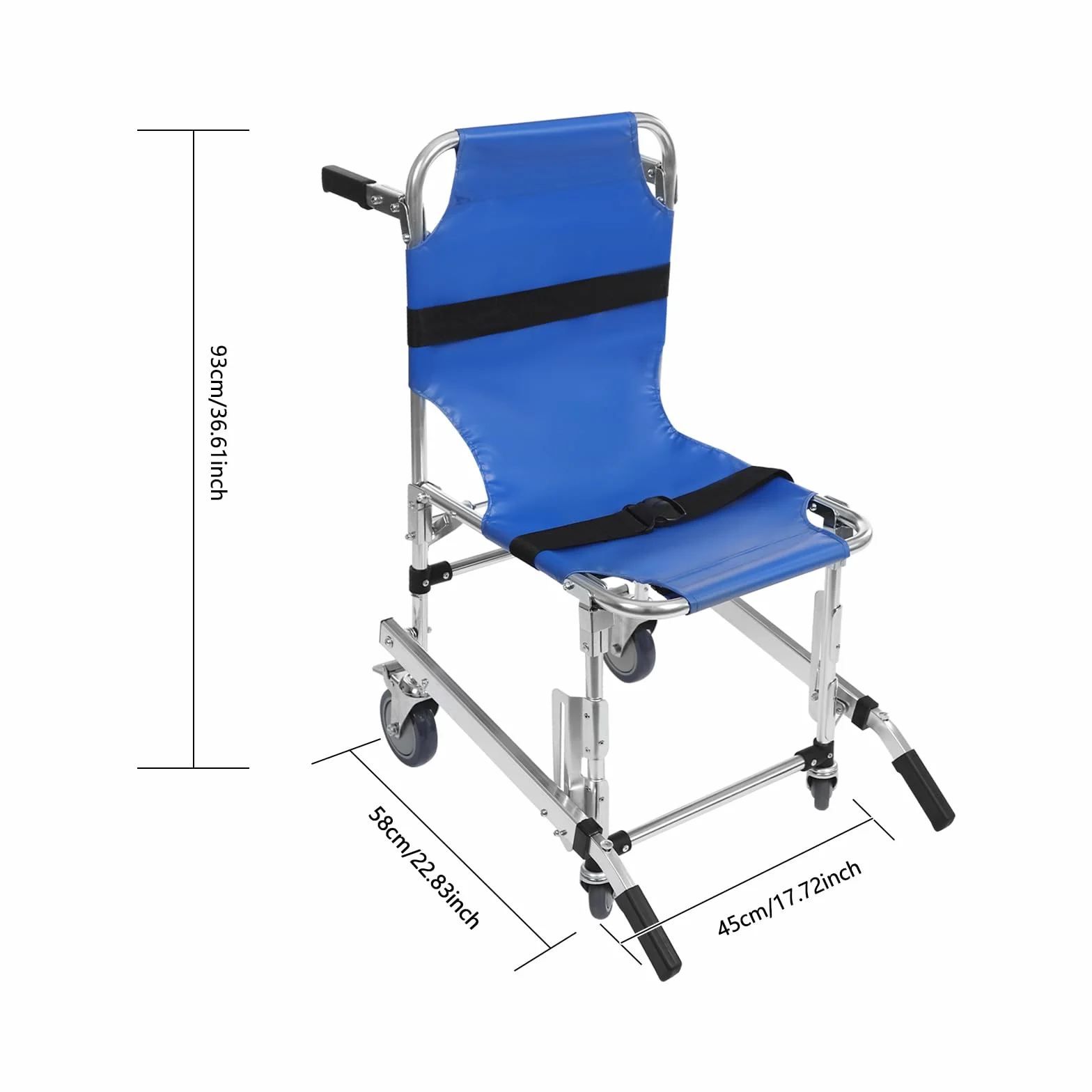 MINRS EMS Chaise d'escalier ambulance de pompier Chaise d'évacuation pliable Capacité 160 kg pour le transfert de patients ou de personnes à mobilité réduite