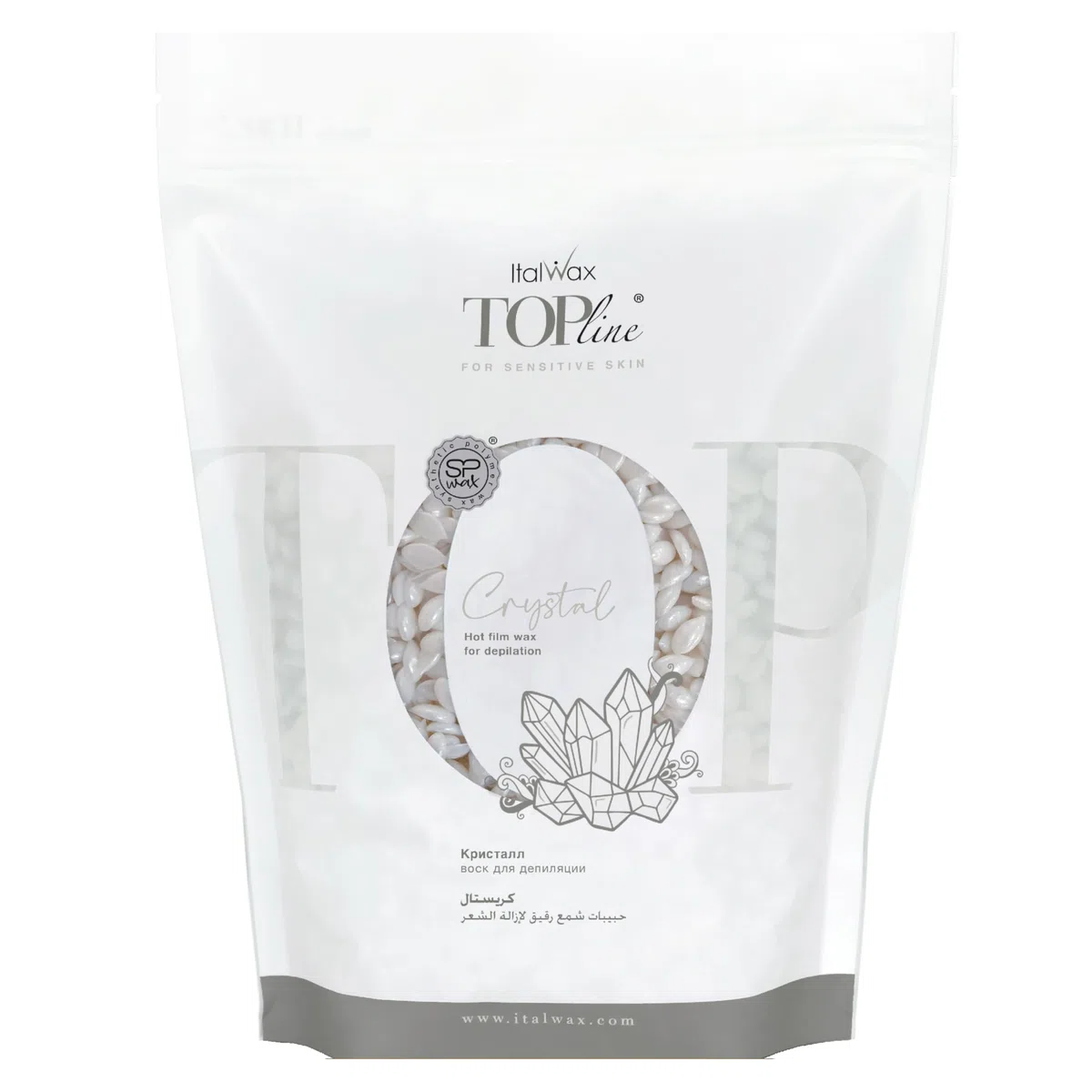 Italwax Top Line Crystal - 750g - Cire pelable pour l'épilation sans bandes - Formule sans colophane idéale pour les peaux sensibles - Recommandé pour la zone bikini et les aisselles - Sans parfum