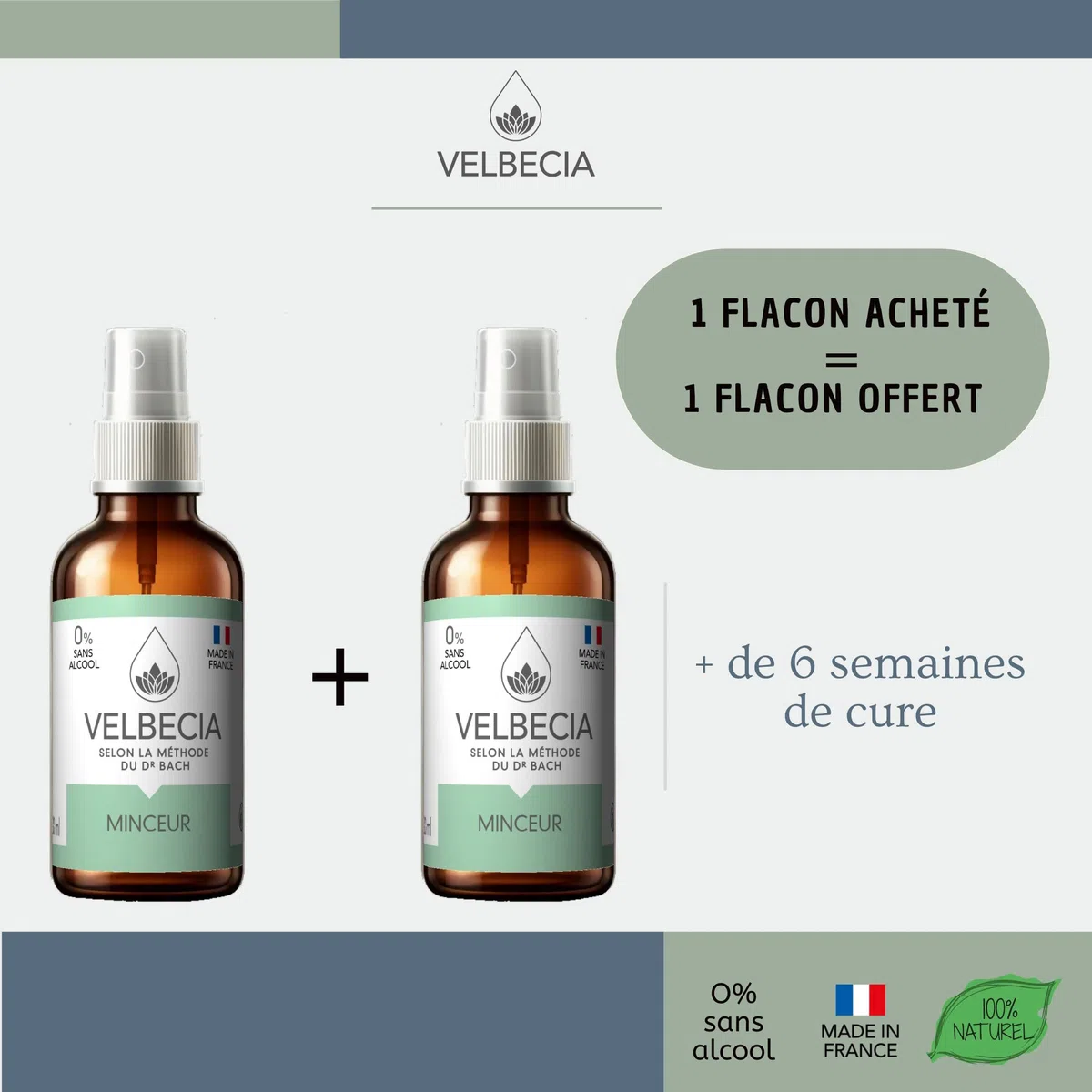 Velbecia® - Elixirs floraux Minceur - Perte de poids 30 ml +1 OFFERT - SANS ALCOOL - Selon la méthode originale du Dr Bach - Pour éviter le grignotage, rester motivée, pour éviter la tentation