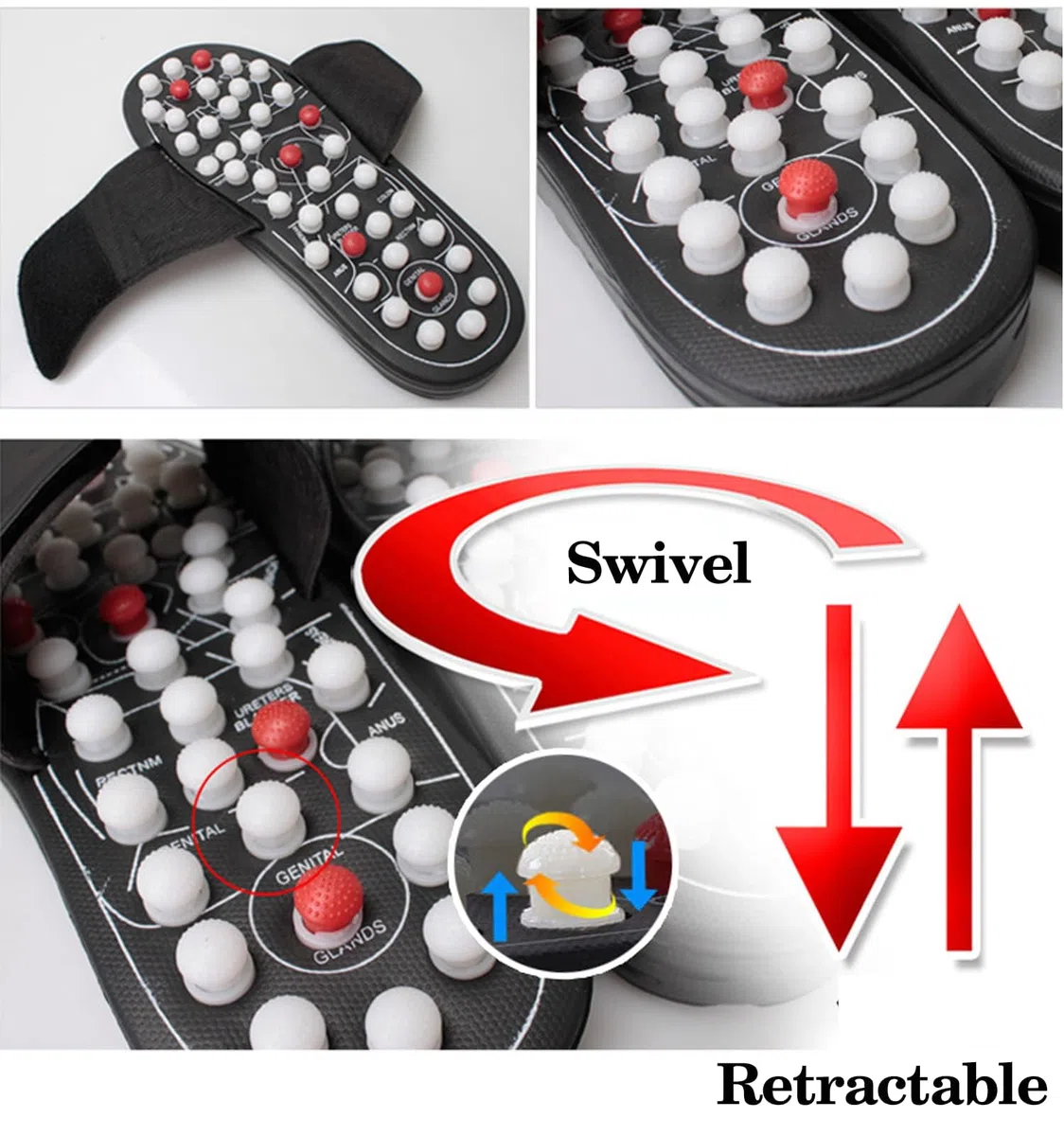 Pantoufles De Masseur De Pied Pantoufles D'Acupression Chaussons De Massage D'Acupression Chaussures De Reflexologie Pantoufles De RéFlexologie Pour La Douleur De Soulagement Du Stress Outils (42-43)