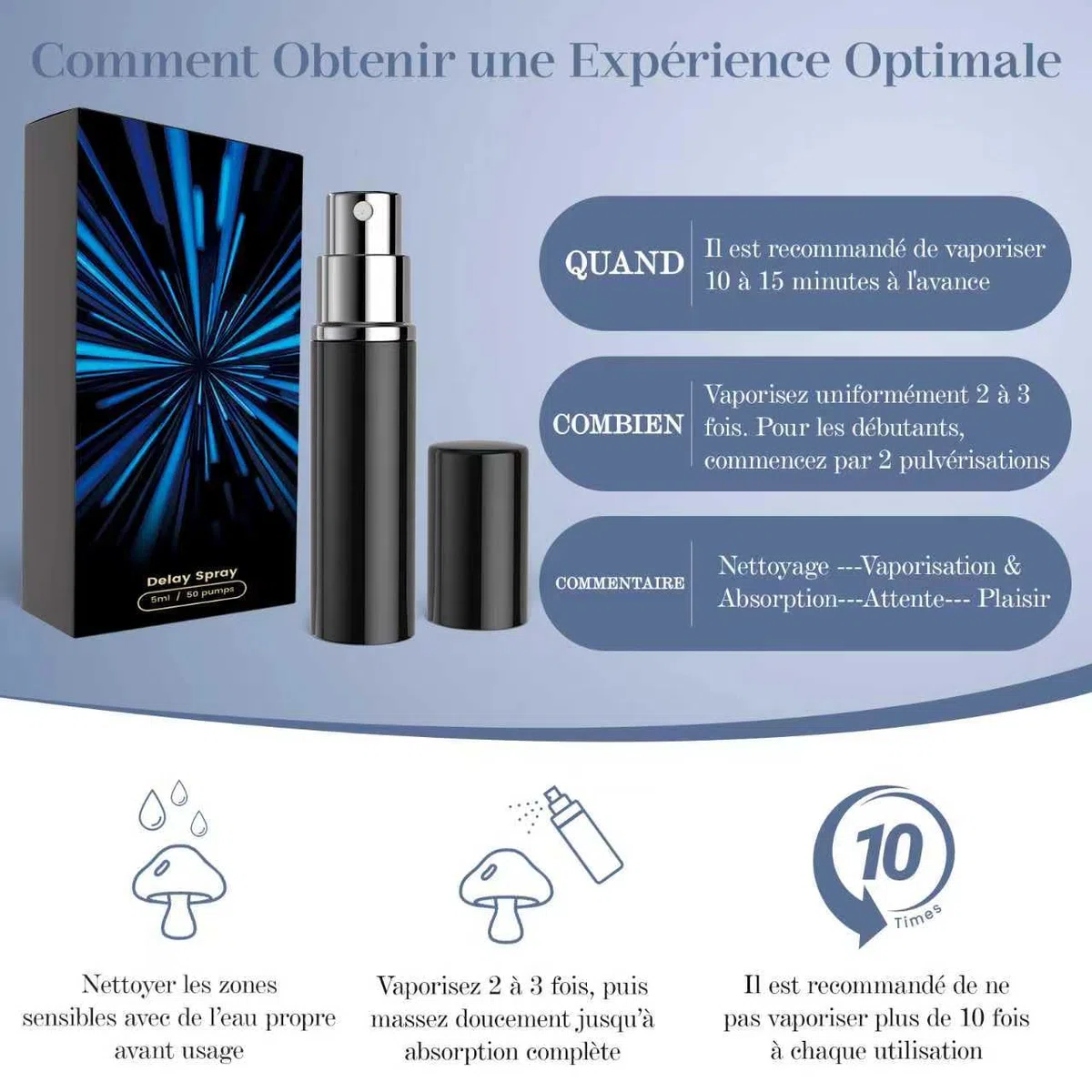 Spray Retardant d'éjaculation homme，Prolonge Efficacement Le Temps Des Hommes Et Augmente Le Confort，Aidez-le à durer plus longtemps au lit Huile de (S)