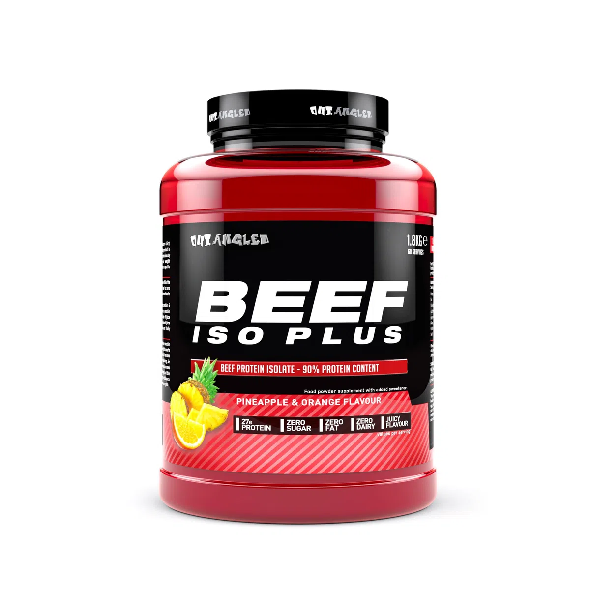 Beef Iso Plus, poudre d'isolat de protéine de bœuf, riche en protéines, zéro graisse et sucre | 1,8 kg, ananas et orange | Compatible halal, paléo et cétogène, sans produits laitiers et