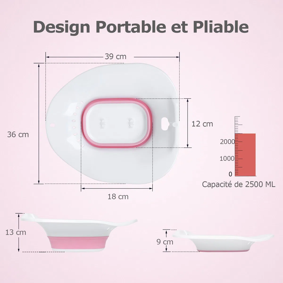 Bains de siège pliable pour siège de toilette, bidet portable pour hémorroïdes, soins post-partum, traitement du périnée, siège à vapeur Yoni adapté aux toilettes standard, kit de trempage vaginal