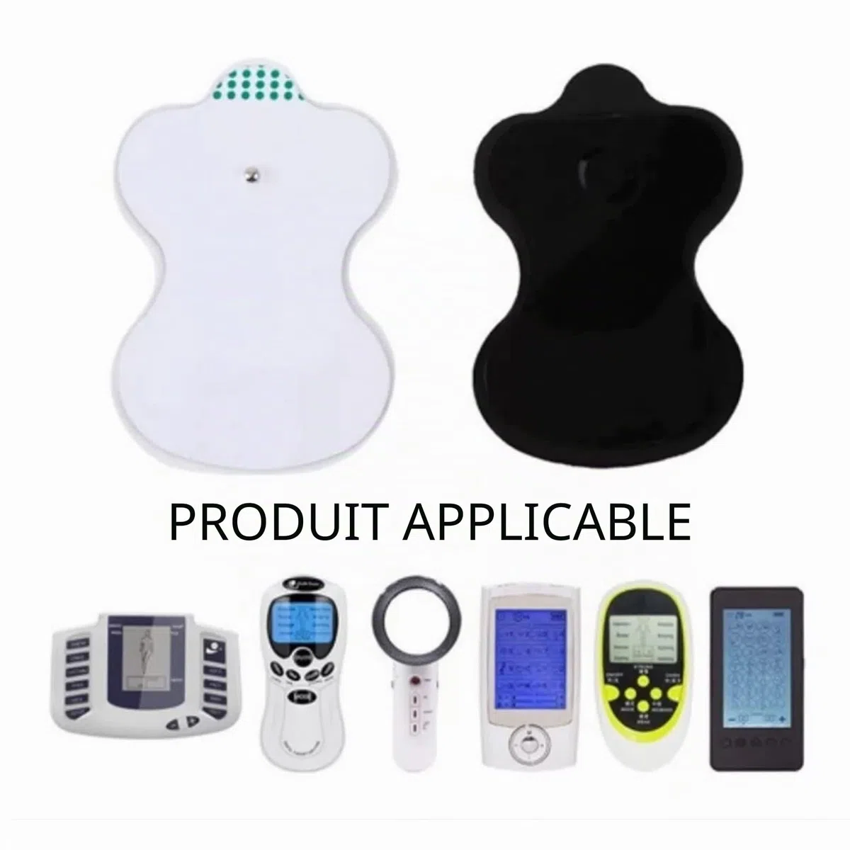 TENS Lot de 50 électrodes réutilisables, pour électrodes thérapeutiques, pour instrument de massage, physiothérapie, masseur corporel