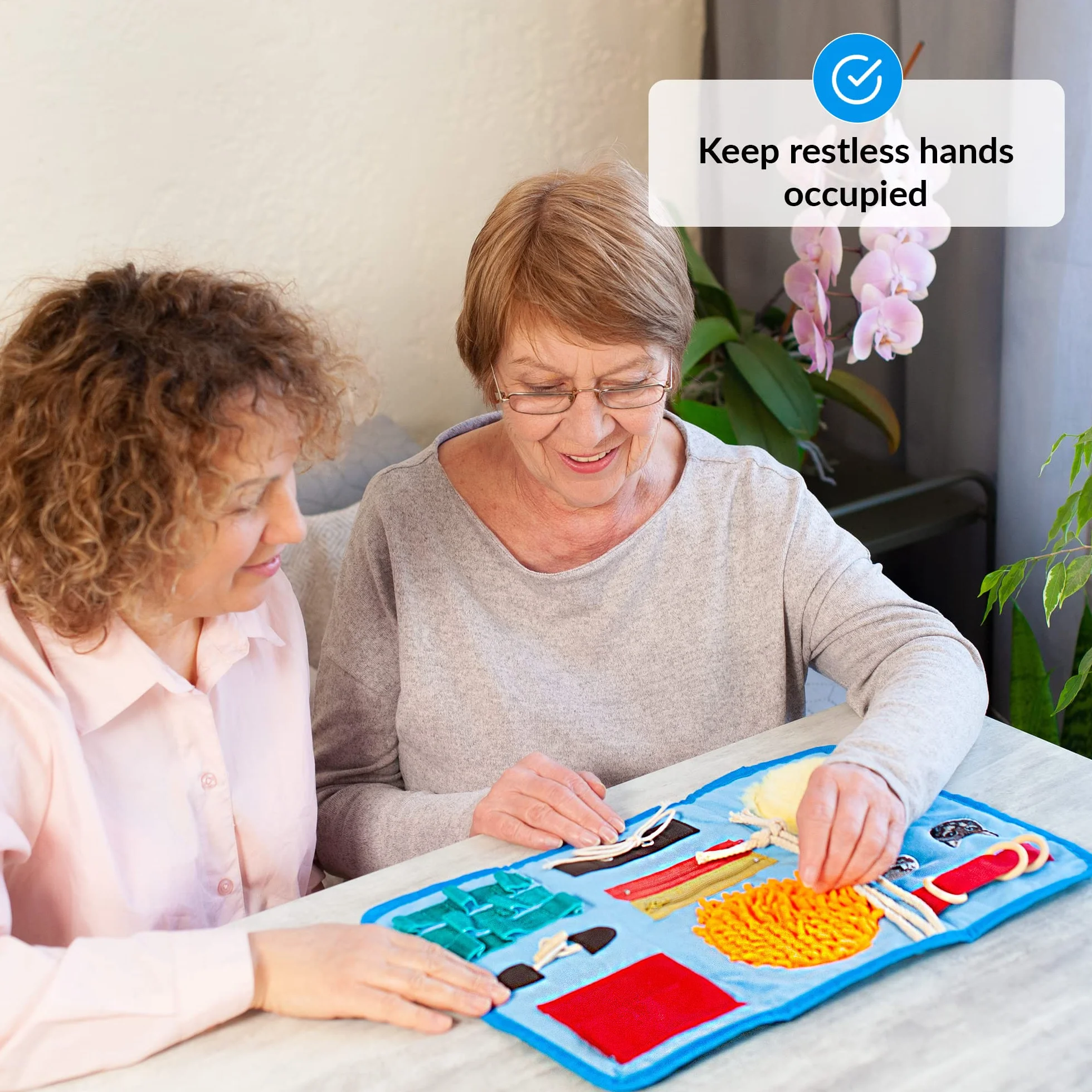 Couverture Sensorielle Démence | Activités Calmantes Pour Personnes Agées | Produits Pour Personnes Agées Démentes | Fidget Blanket | Aide Pour Maladie d'Alzheimer, Démence, Syndrome d'Asperger