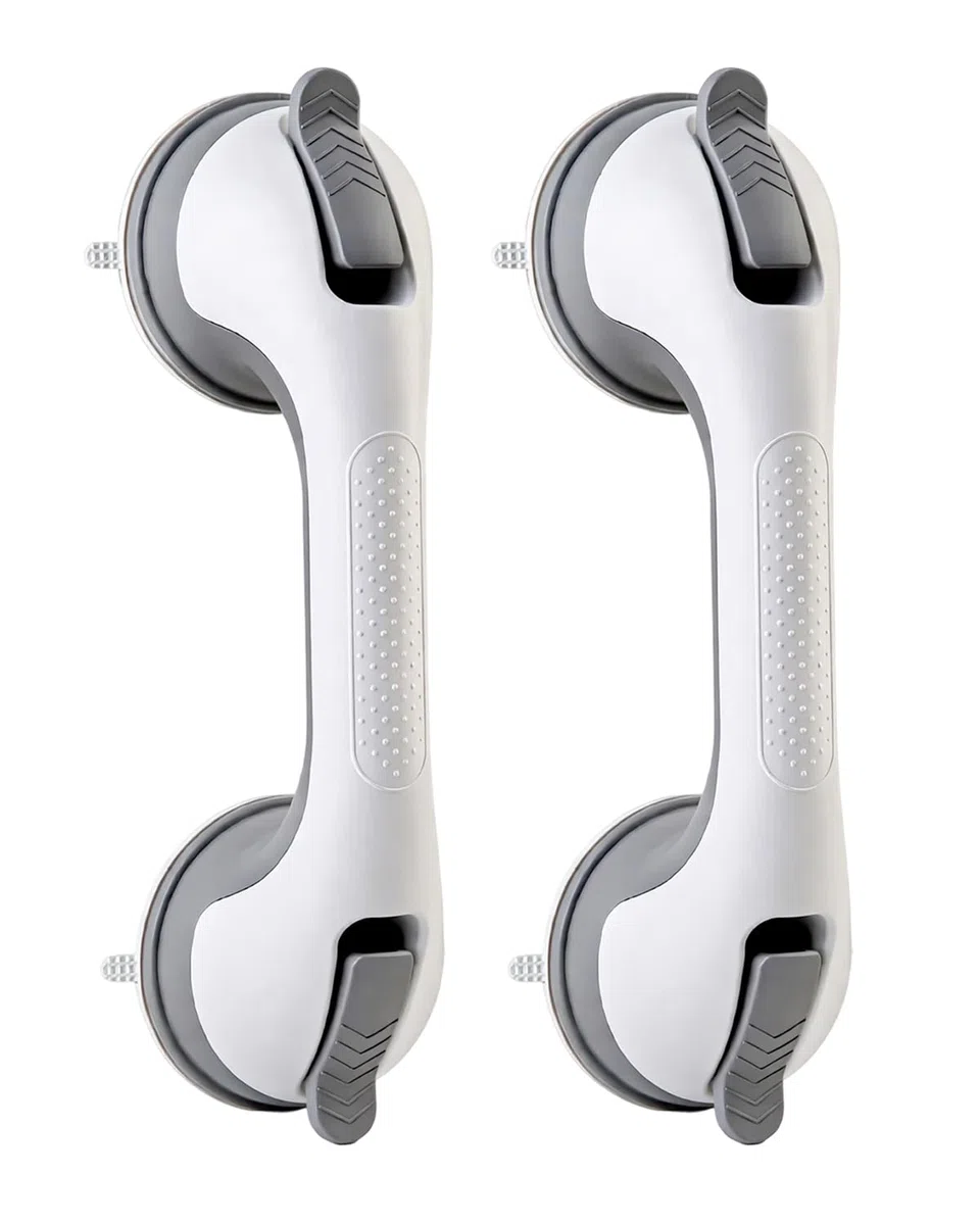 Barre d’appui douche sans perçage, lot de 2 poignées de sécurité à ventouse puissante, antidérapantes, maintien stable pour salle de bain, toilettes et surfaces lisses, aide à la mobilité