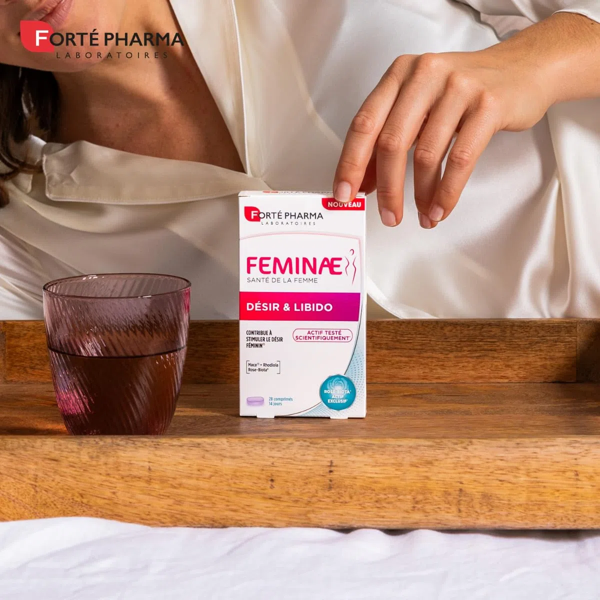 Forté Pharma - Feminae Désir & Libido - Bien etre femme, Libido femme, Fatigue, Régulation hormonale - MACA, Rose biota, Rhodiola, Vitamines - 28 comprimés, 2/jour
