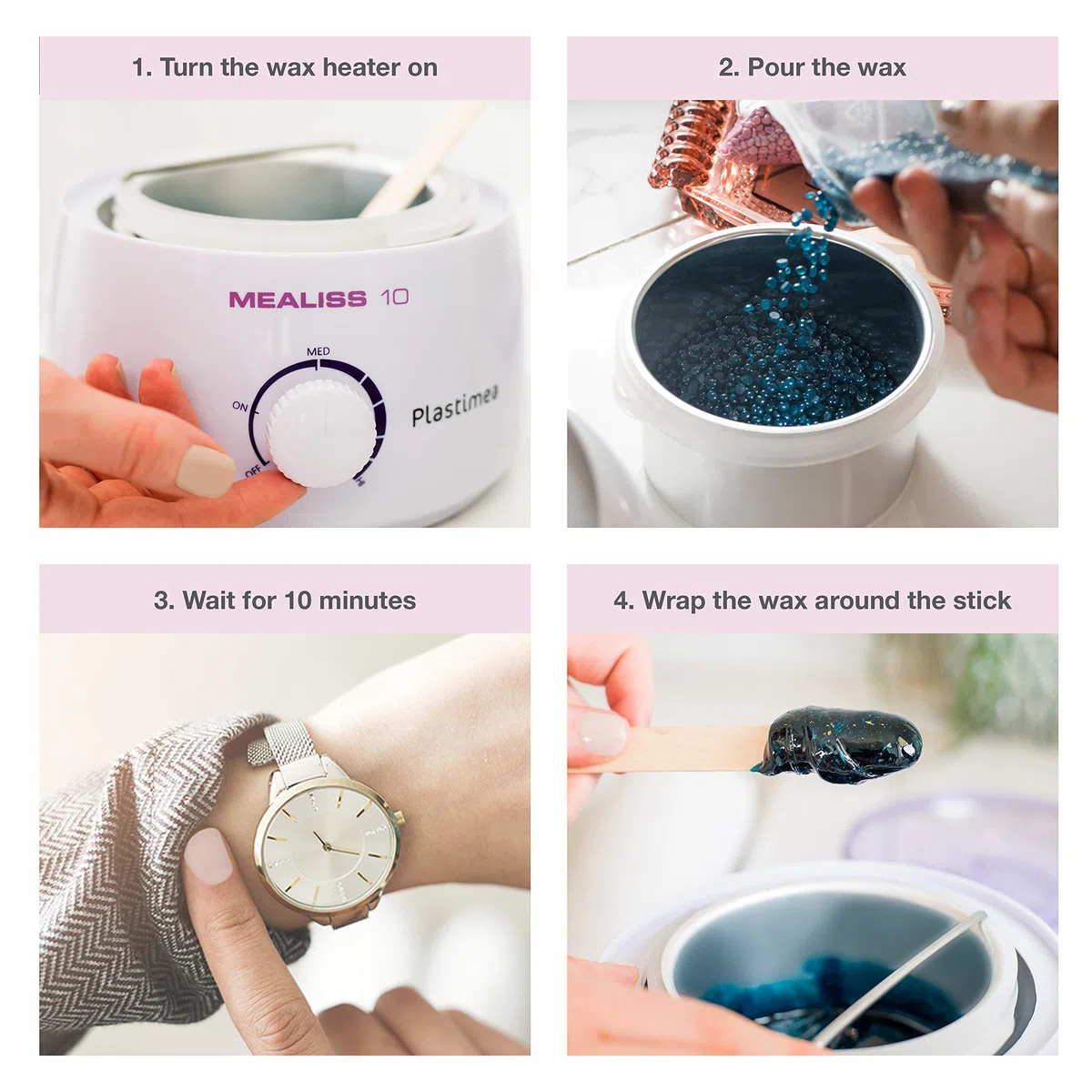 Kit Epilation Cire - Chauffe -Professionnelle - Perles de Cire 400g - Spatules - Huile Post Epilation - Epilation Maillot, Corps et Visage - Kit Complet - Mealiss 10 - Plastimea