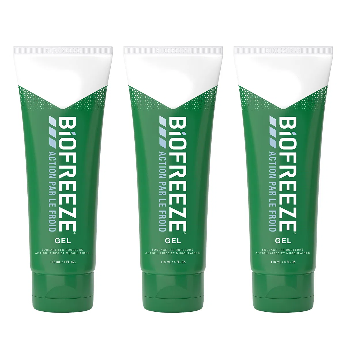 Biofreeze - Lot de 3 Tubes Gel Action par le Froid - Soulage les douleurs musculaires et articulaires - 3 x 118ml