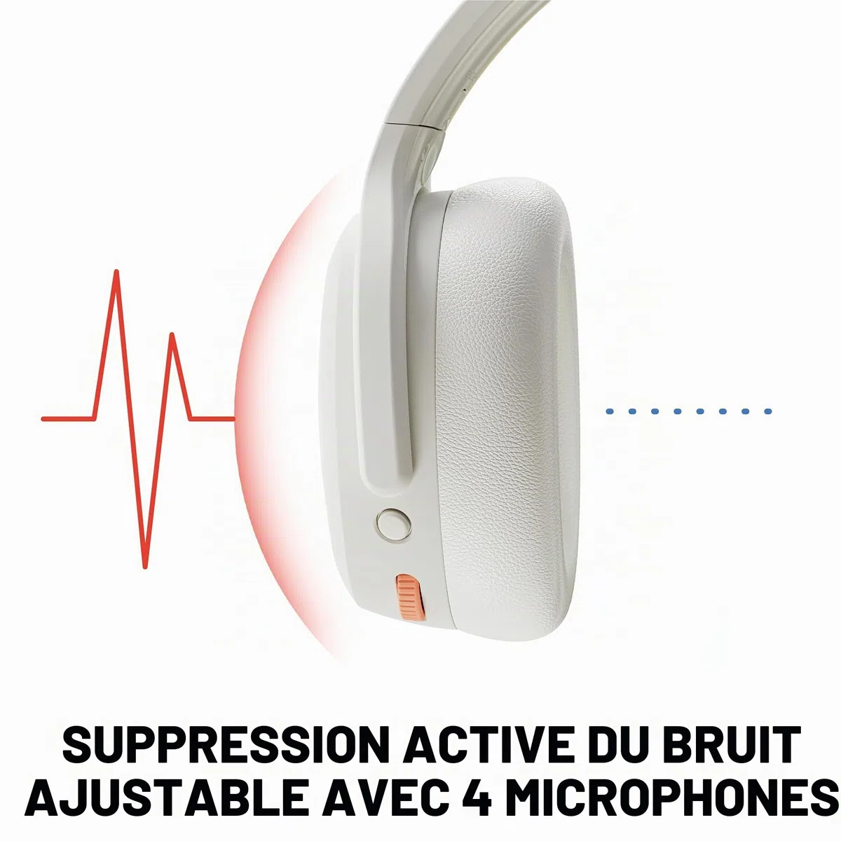 Skullcandy Crusher ANC 2 Casque Circum-Auriculaire Bluetooth sans Fil, Câble USB-C Supplémentaire, Basses Multisensorielles, Suppression Active du Bruit, 60 Heures d’Autonomie - Blanc | Multi-Sensory Crusher Bass, Over-Ear Fit, Bluetooth, 60 heures Batter