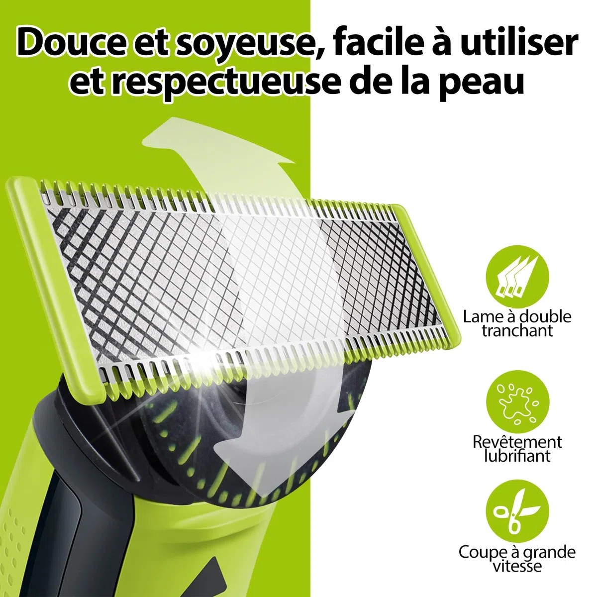Lames de rechange pour Philips OneBlade | Lot de 3-360 lames OneBlade de rechange, pour la taille de la barbe et du corps. Lames en acier inoxydable de haute qualité, sûres et durables