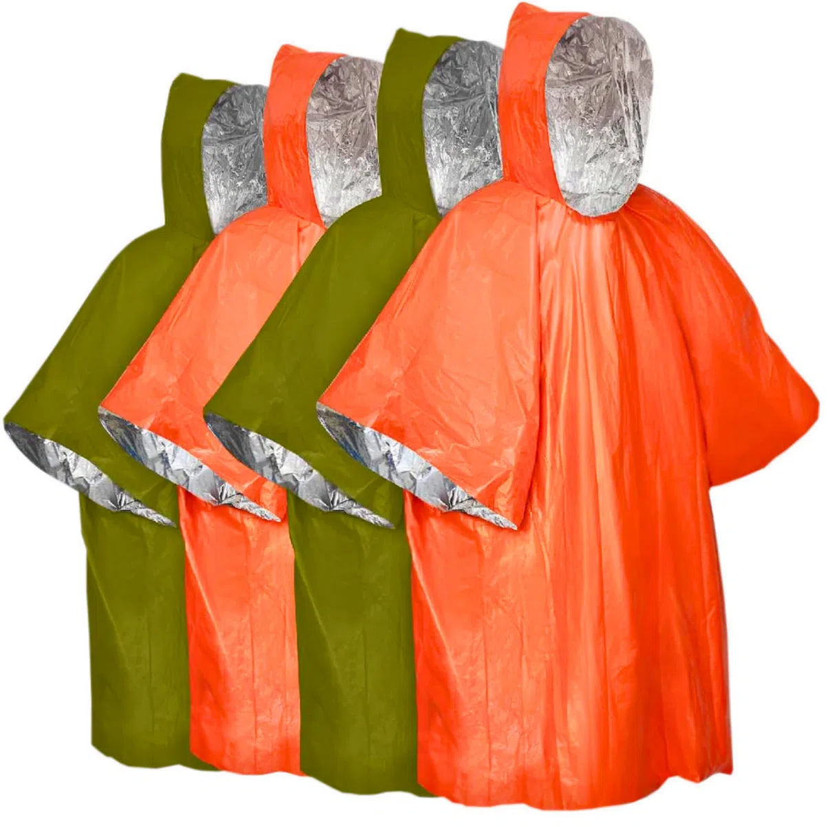 4 Poncho de Survie D'urgence, Survie Thermiques en Mylar, Couvertures d'Urgence en Aluminium, Couverture Thermique Réfléchissante, Survie Parfaite, Premiers Secours, 100 x 120 cm