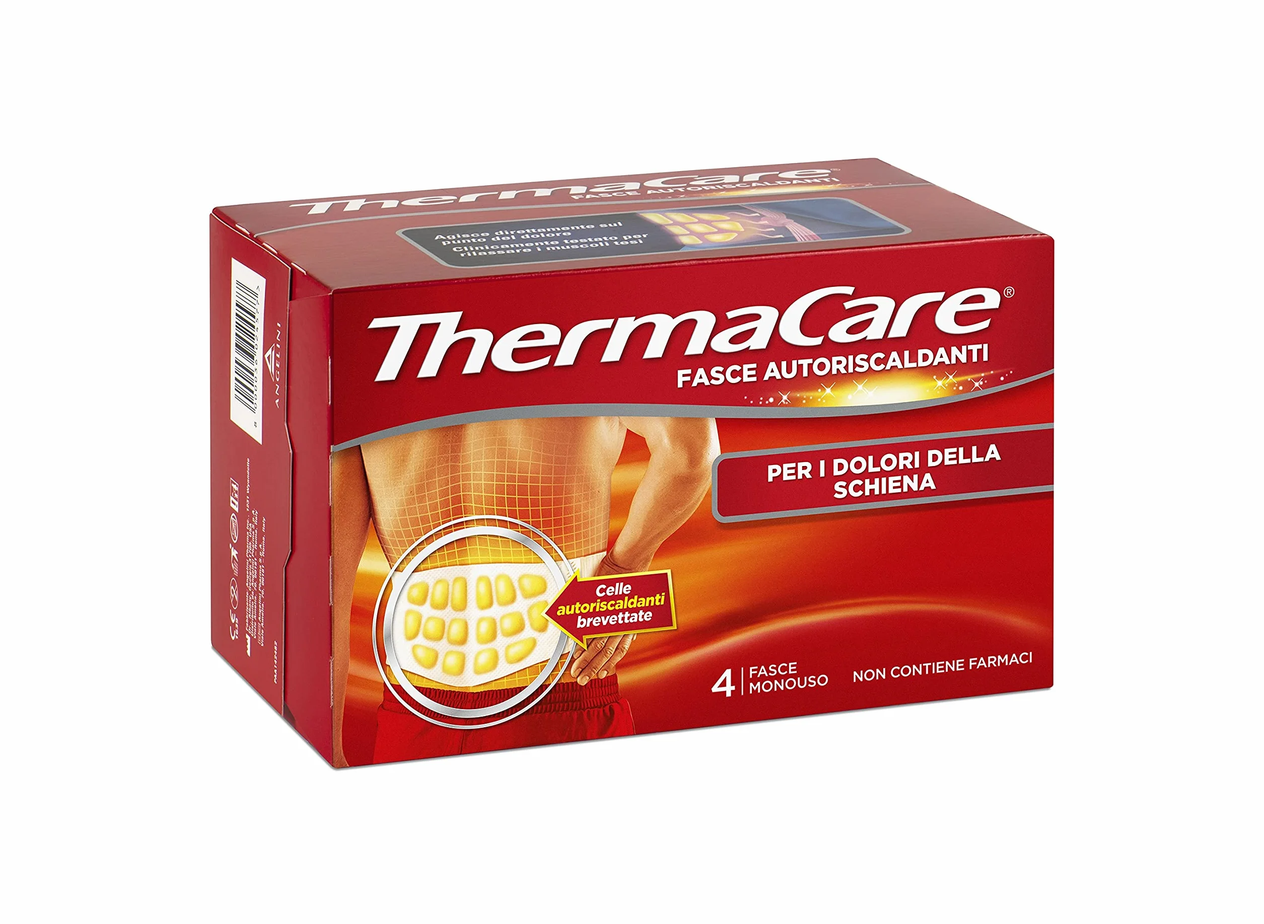 ThermaCare Dos 4 bandes chauffantes jetables à chaleur thérapeutique pour les douleurs du dos, 8 heures de chaleur constante