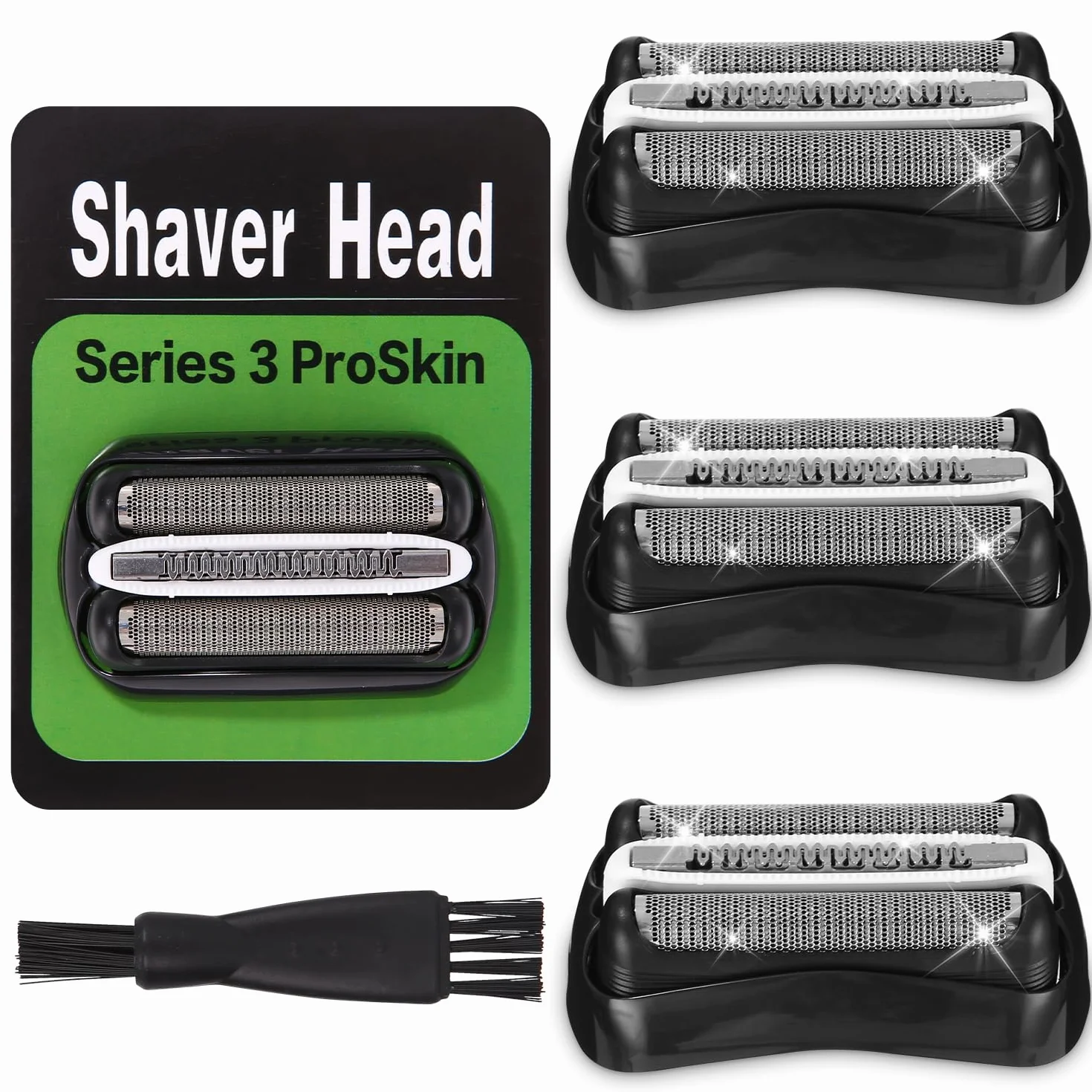 3 pièces tête de rasoir compatible avec Braun Série 3, 32B, pour S3 3040S, 3000S, 310S, 300S et plus, grille de rasoir pour Braun Série 3, accessoires de qualité pour un rasage parfait