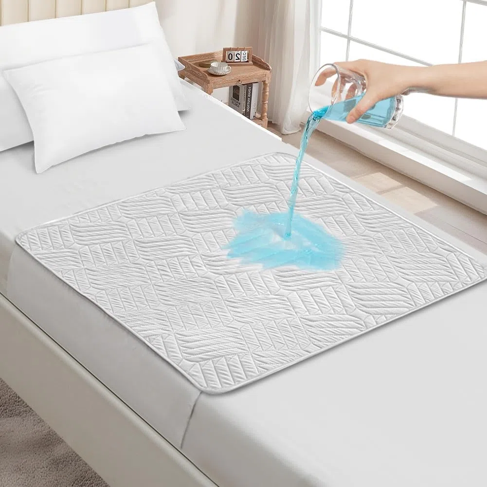 DUJUIKE AlèSes Lavables pour Incontinence avec Ailes, ProtèGe-Matelas ImperméAble, Drap Absorbant RéUtilisable pour Incontinence Et Pipi Au Lit, Dessous AntidéRapant (Blanc, 2pcs(85×90cm))