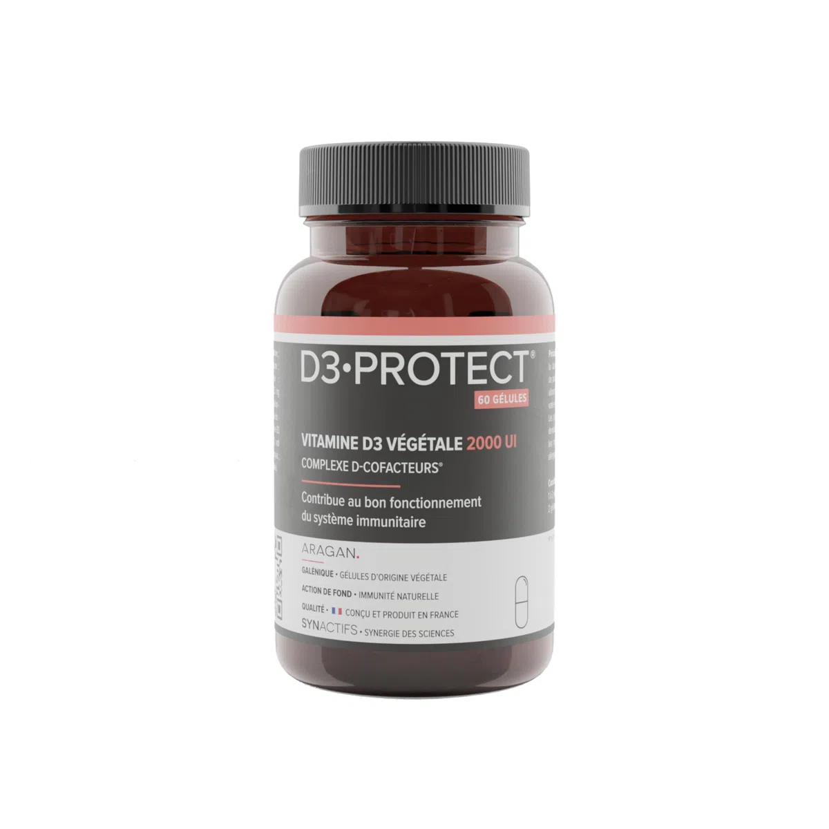 Vitamine D3 2000 UI - Haut Dosage - Complement Alimentaire Immunité - Magnesium, Zinc - Aragan - 60 Gélules - Programme 1 à 2 Mois