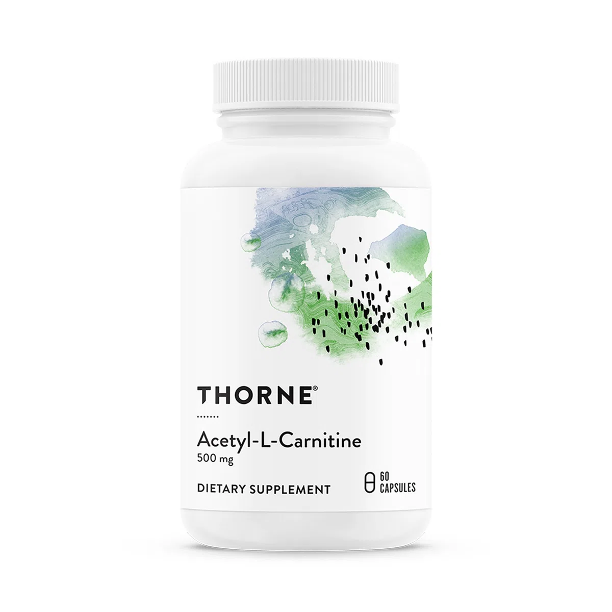 Thorne Acetyl-L-carnityl (500mg) - Supporte la Fonction Cérébrale et les Sensations Nerveuses Saines dans les Mains et les Pieds - Sans gluten, sans soja, sans produits laitiers - 60 Capsules