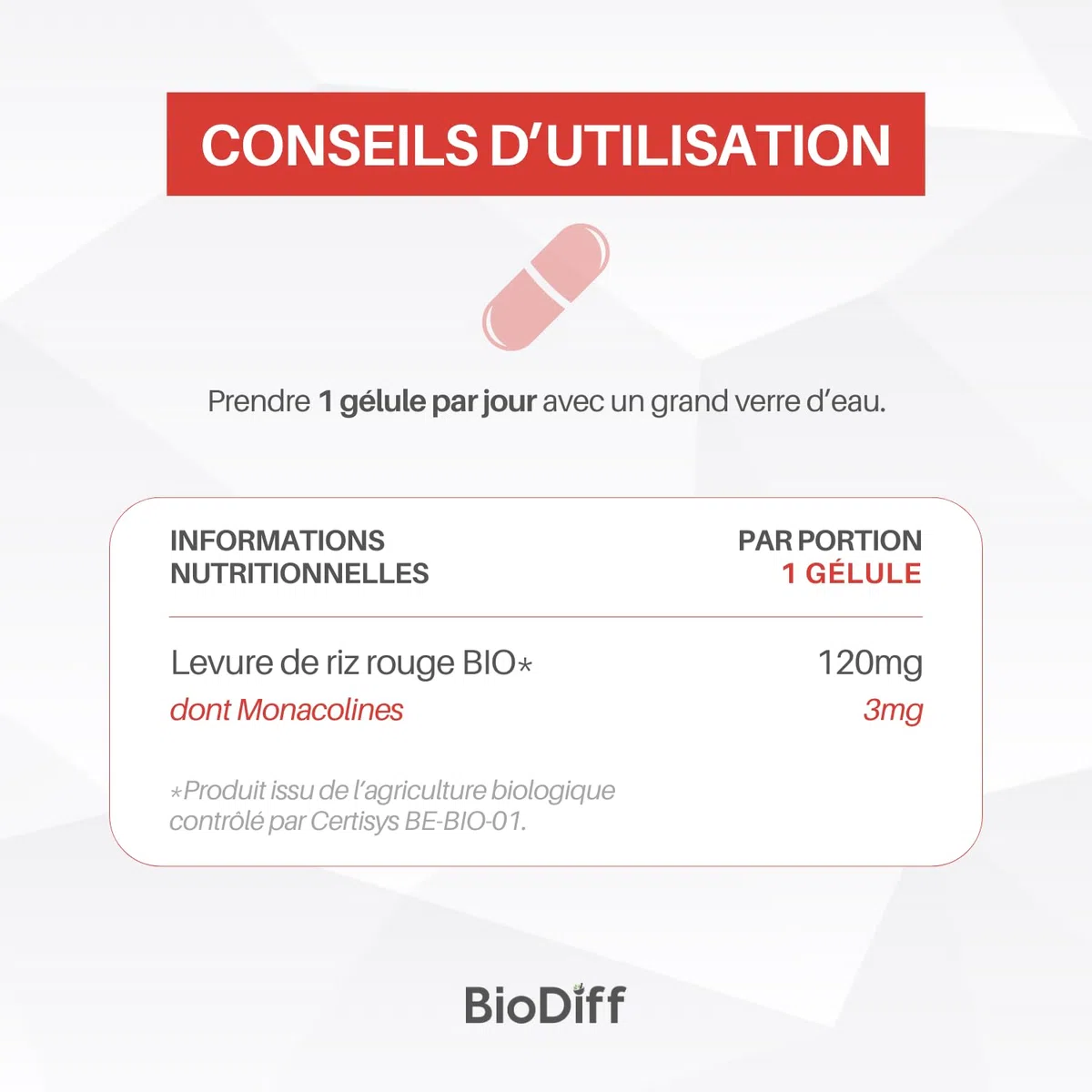 Choledoc Bio - Complément Alimentaire Bien Etre Cardiovasculaire - 120 mg de Levure Rouge de Riz (Issue de l’Agriculture Biologique) par Gélule - 90 Gélules