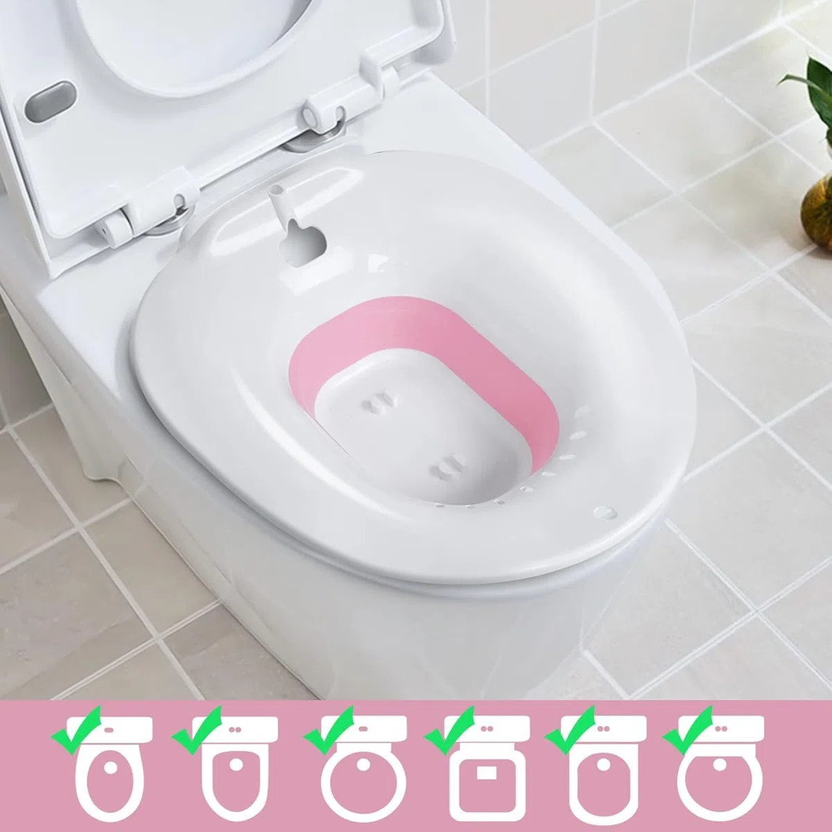 Bains de siège pliable pour siège de toilette, bidet portable pour hémorroïdes, soins post-partum, traitement du périnée, siège à vapeur Yoni adapté aux toilettes standard, kit de trempage vaginal