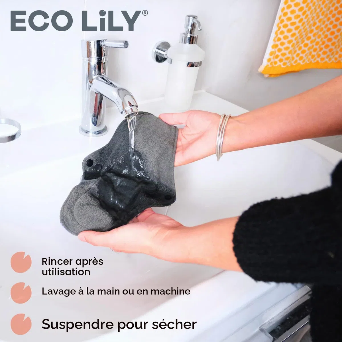 Serviettes hygièniques Lavable, 6 Pcs, 30.5cm Lingettes Menstruelles RéUtilisables Et ImperméAbles, Lavable Protège-slips maternité, DéBit Lourd, Sac de rangement