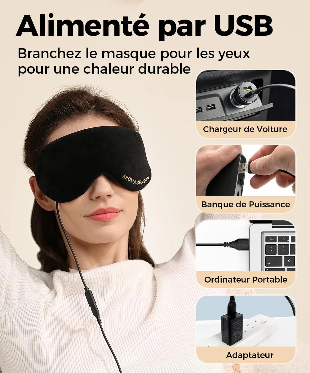 Aroma Season Masque pour les yeux de blépharite, masque pour les yeux chauffé pour les yeux secs Blépharite Orgelet, compresse pour les yeux à chaleur humide (noire)