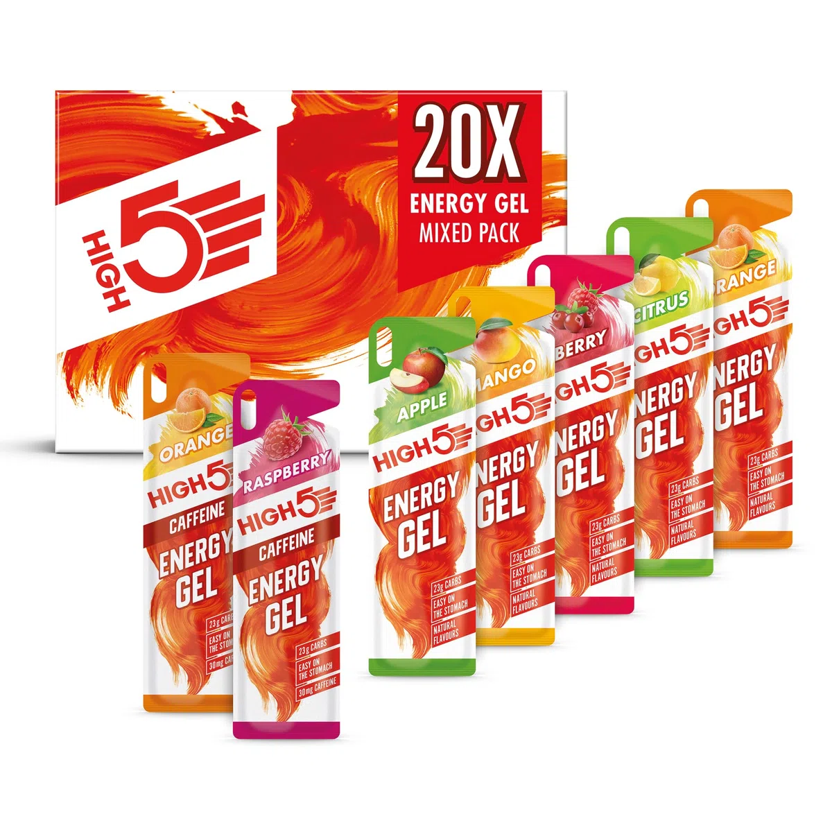 High5 - Boîte Mixte Gel Energie 20 Sachets Nutrition Sports - Jaune, 16cm