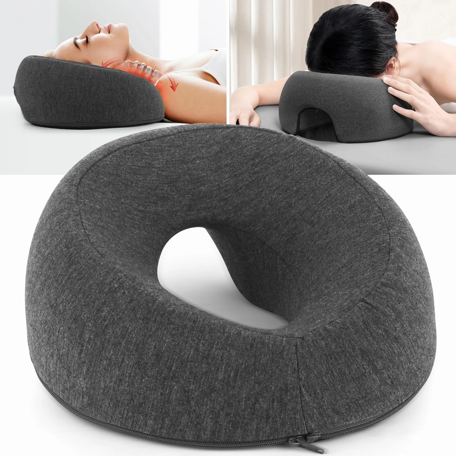Mineup Oreiller De Massage pour Le Visage, Coussin Massage Visage, Tetiere Table De Massage, Respirant Coussin en Mousse À Mémoire, Coussin De Massage pour lit de Massage de Salon de Spa