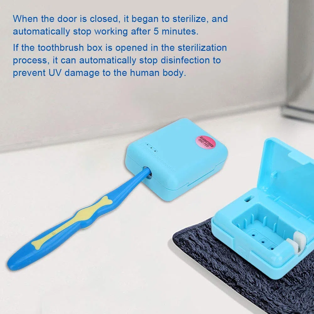 Désinfectant pour brosse à dents, support de brosse à dents, stérilisateur de tête de dentifrice, désinfectant, distributeur de brosse à dents UV pour support de brosse à dents [Bleu]