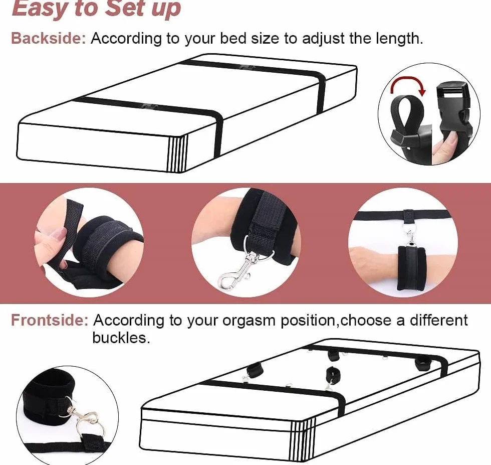 Attache en nylon réglable de sport, accessoires de lit de jeu de parodie de couple, autour du corps