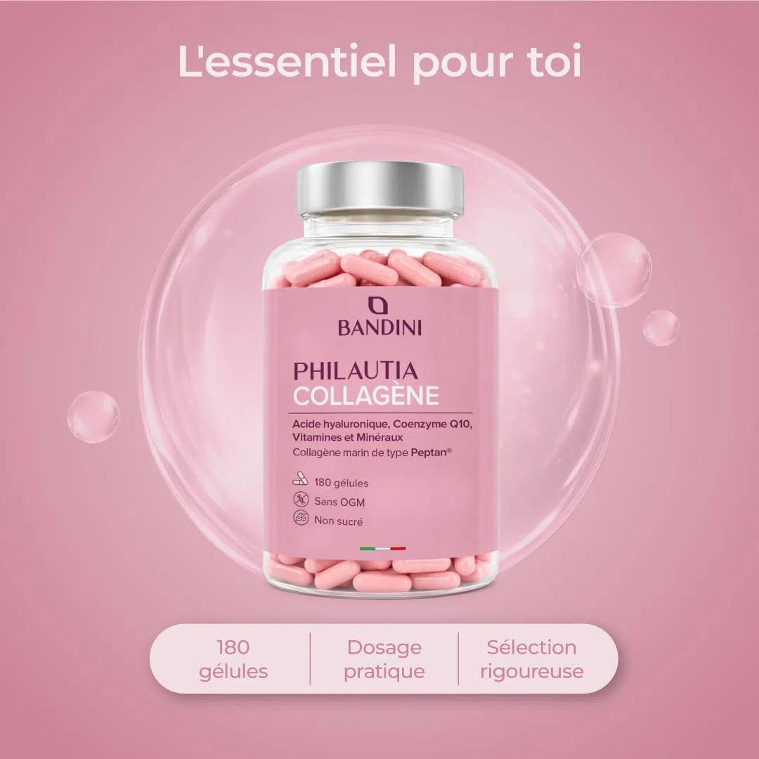 Bandini® Collagène Marin Peptan® + Acide Hyaluronique 180 Gélules, Anti Age | Pour Peau, Articulations et Cheveux - Vitamine C, Biotine, Zinc, Coenzyme Q10 et Sélénium, 1000mg Collagen Type I Hydrolysé