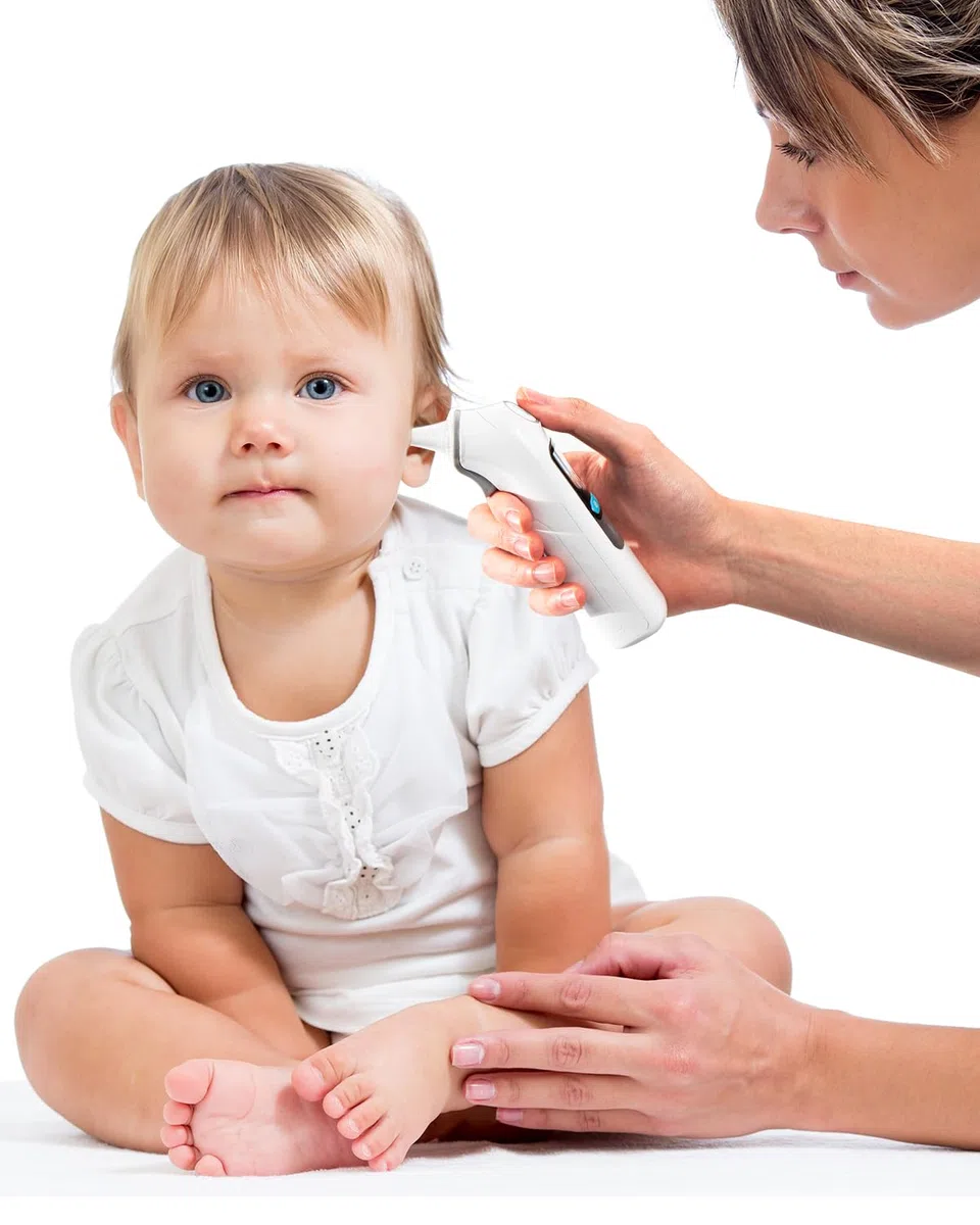 Thermomètre Auriculaire pour Adultes et Bébés | Précision Professionnelle | Alerte Fièvre à 3 Couleurs | Mode Silencieux | avec 20 Embouts Jetables