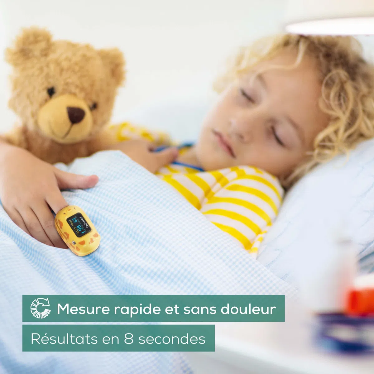 Beurer PO 13 Kids, oxymètre de pouls digital pour enfants, mesure du pouls et de la saturation en oxygène en quelques secondes, petit format,alignement automatique de l'écran, avec sacoche de ceinture