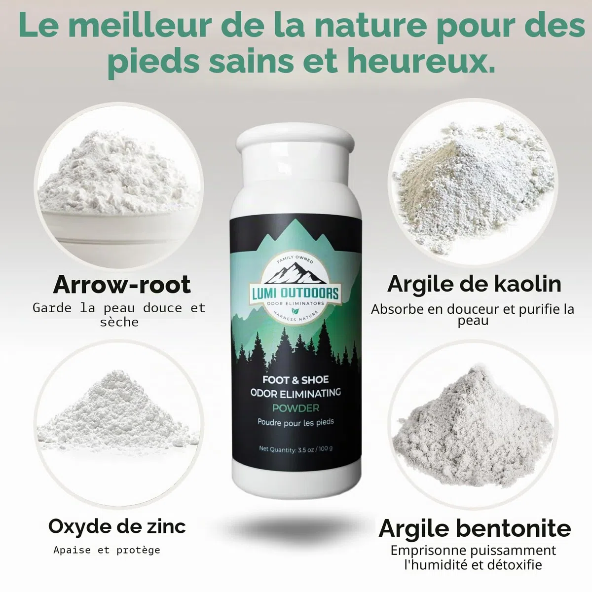 Lumi Outdoors Spray désodorisant naturel pour chaussures et poudre pour les pieds – Eucalyptus citron et poudre pour les pieds