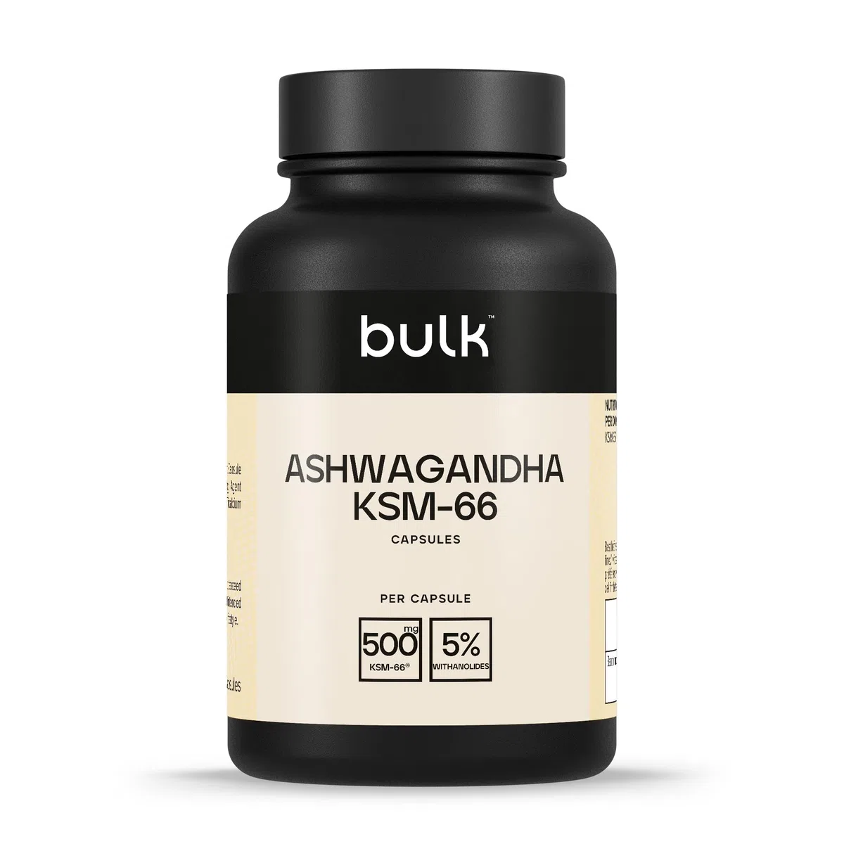 Bulk Capsules d'ashwagandha KSM-66, 500 mg, paquet de 90, l'emballage peut varier