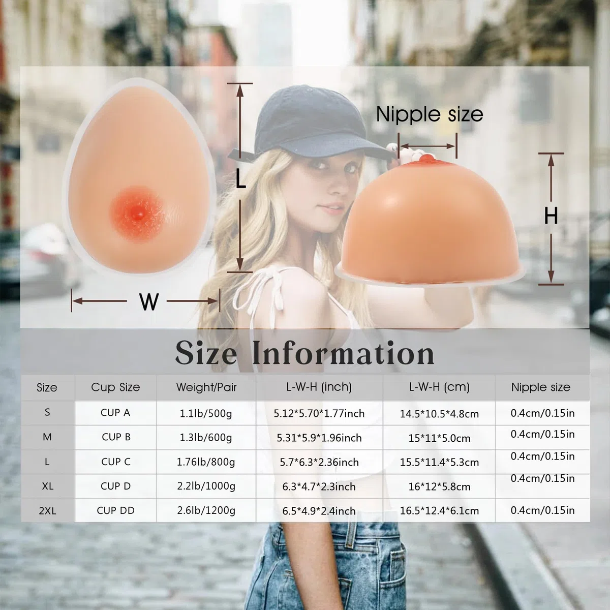 Windsleeping Prothèse Mammaire en Silicone Auto-adhésive pour Mastectomie, Cosplay, Crossdresser, transgenre, prothèse de Mastectomie, Faux Seins