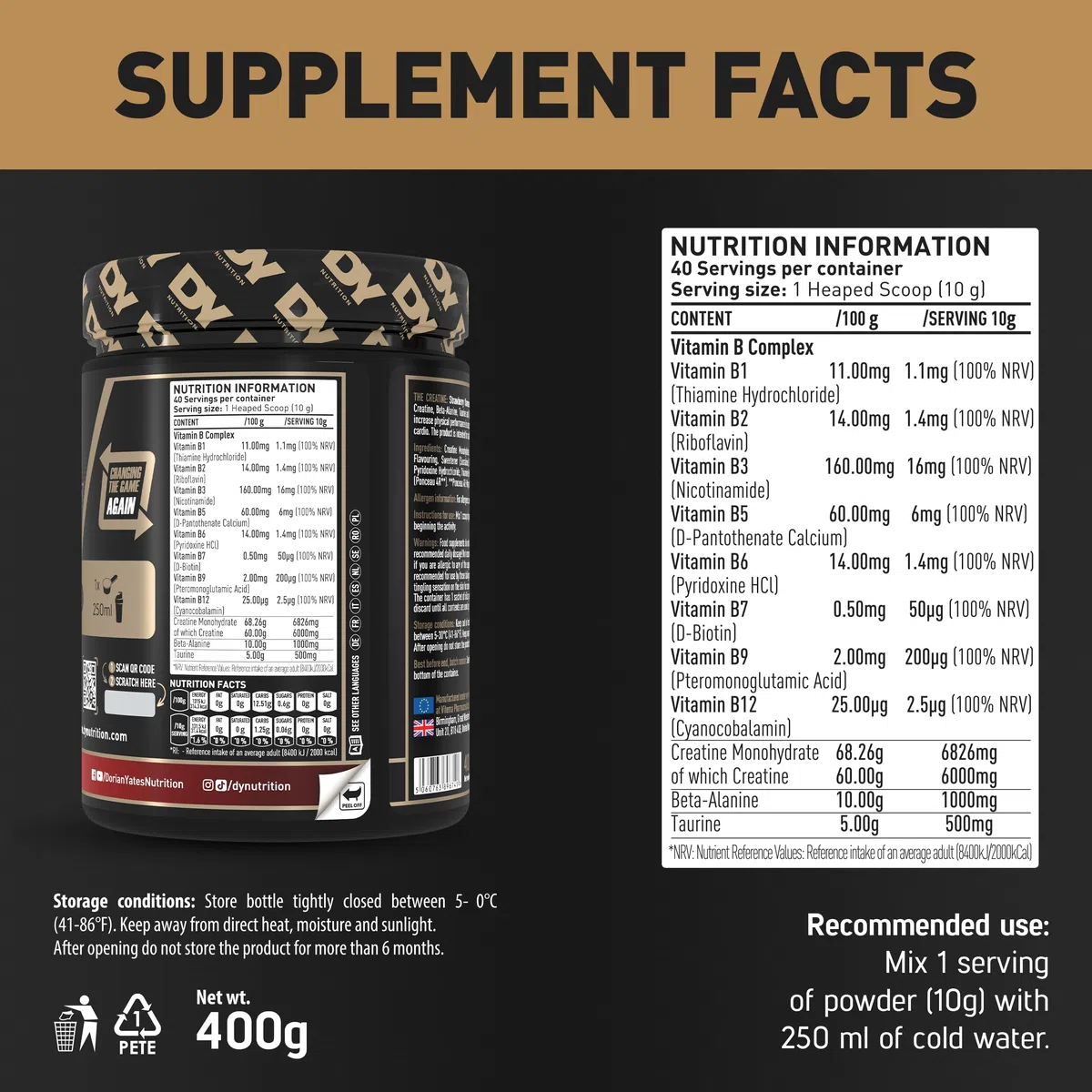 Dorian Yates The Creatine, Strawberry - 400g