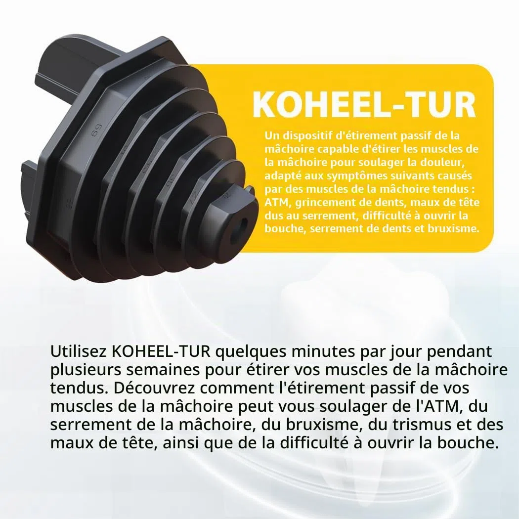 KOHEEL TUR Produit De Soulagement De La Douleur Pour TMJ (L'ATM), Le Grincement Et Le Serrement Des Dents, Les Maux De Tête, Le Trismus Et Le Bruxisme Causés Par Les Muscles De La Mâchoire Serrés